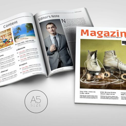 A5 Magazine Template cover image.
