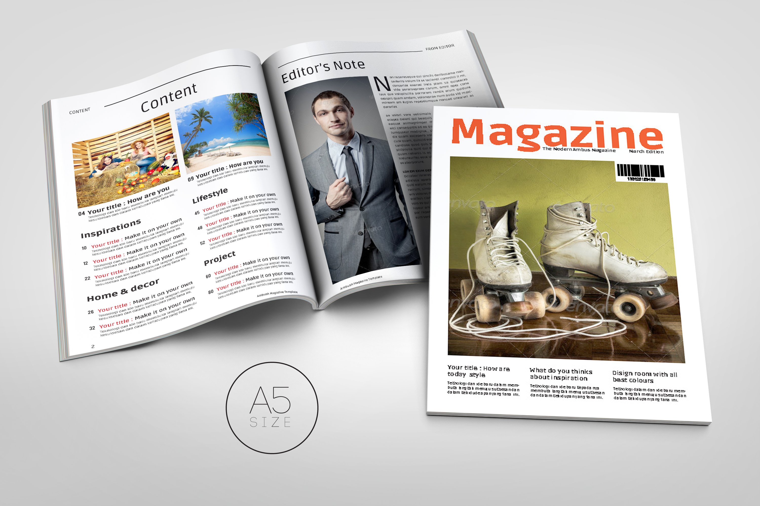 A5 Magazine Template cover image.