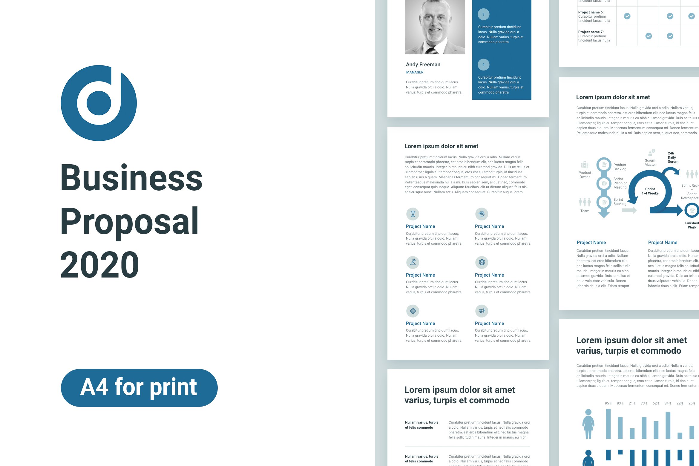 Business Proposal A4 Google Slides cover image.