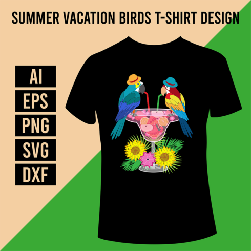 Summer Vacation Birds T-Shirt Design cover image.
