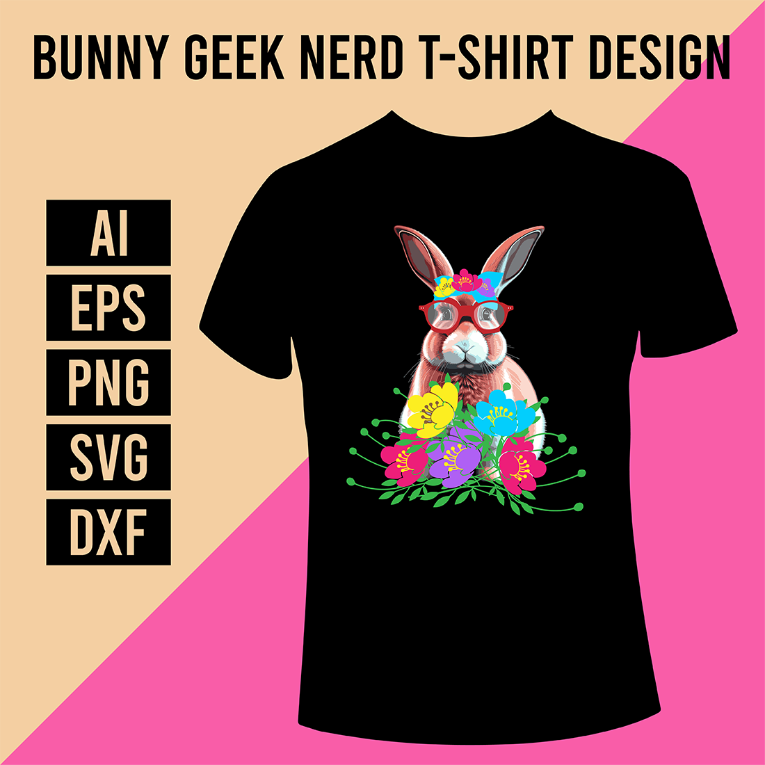 Bunny Geek Nerd T-Shirt Design cover image.