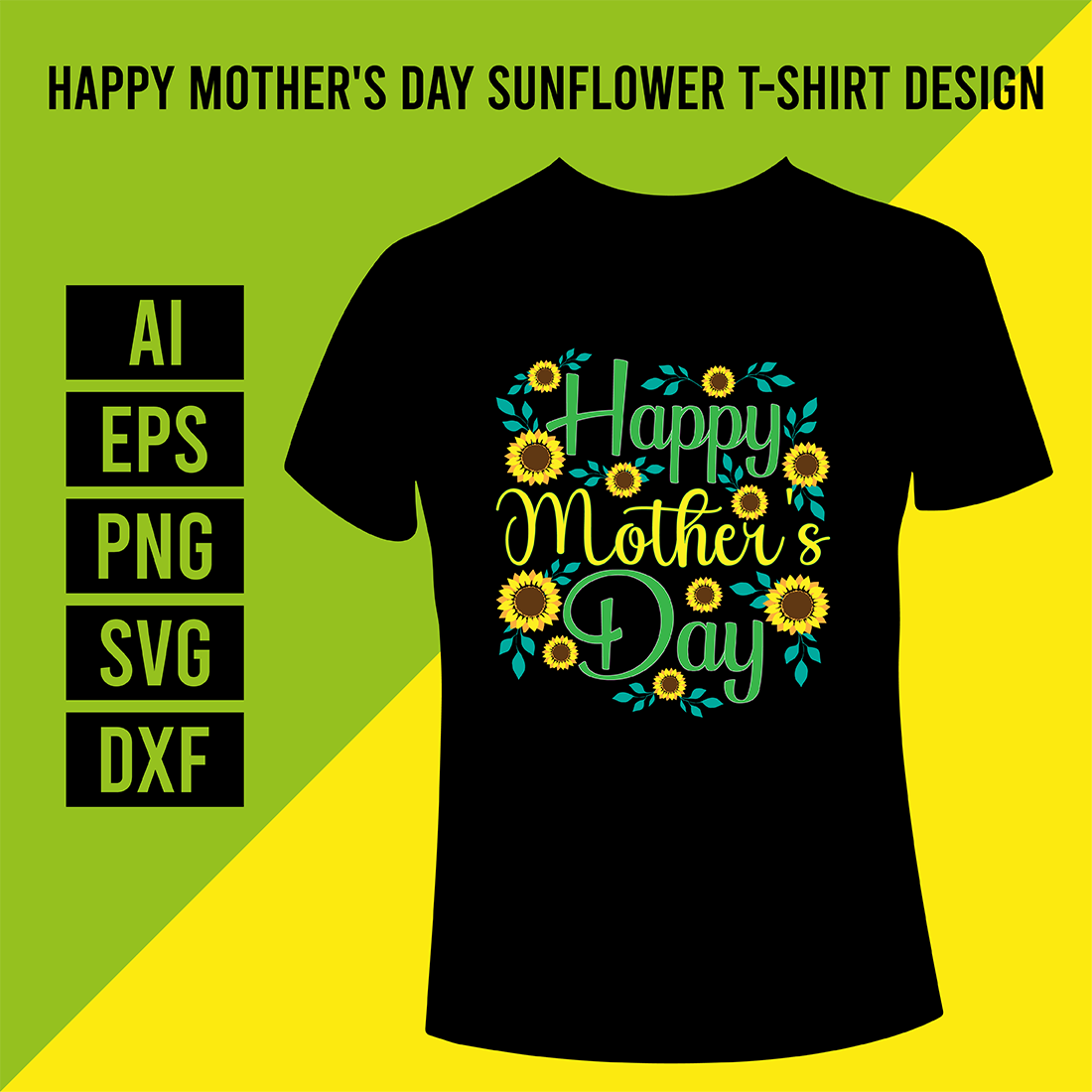 Happy Mother's Day Sunflower T-Shirt Design cover image.