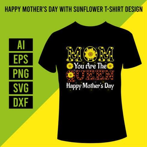 Happy Mother's Day With Sunflower T-Shirt Design cover image.