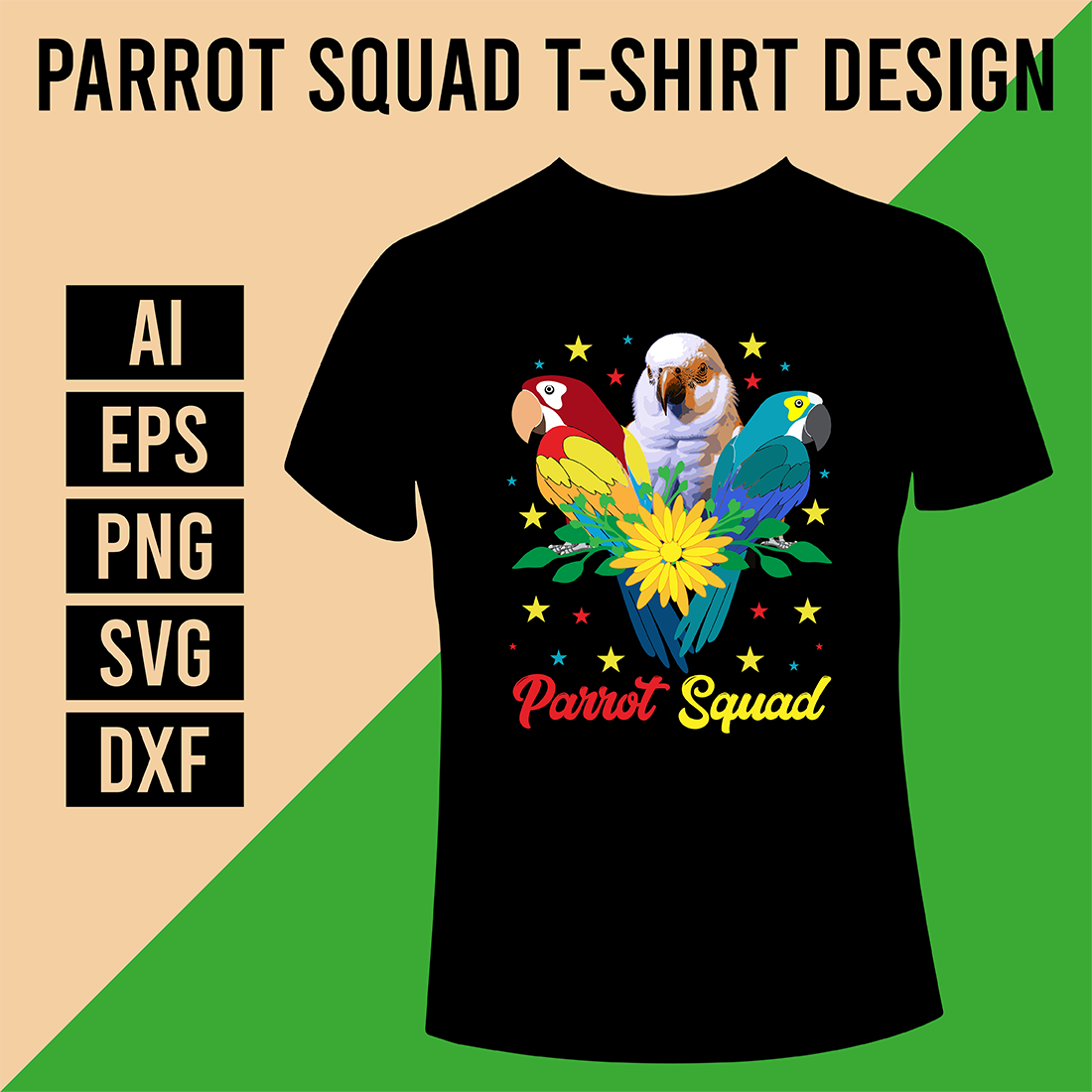 Parrot Squad T-Shirt Design cover image.
