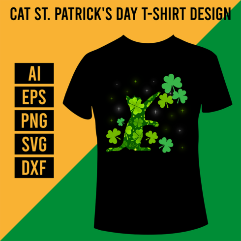 Cat St Patrick's Day T-shirt Design cover image.
