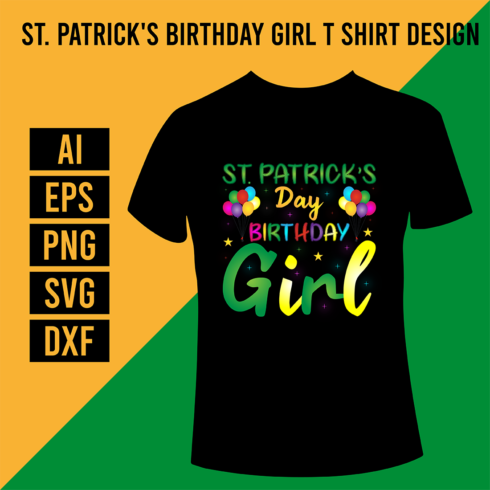 St Patrick's Birthday Girl T Shirt Design cover image.