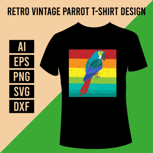 Retro Vintage Parrot T-Shirt Design cover image.