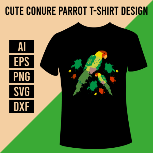 Cute Conure Parrot T-Shirt Design cover image.