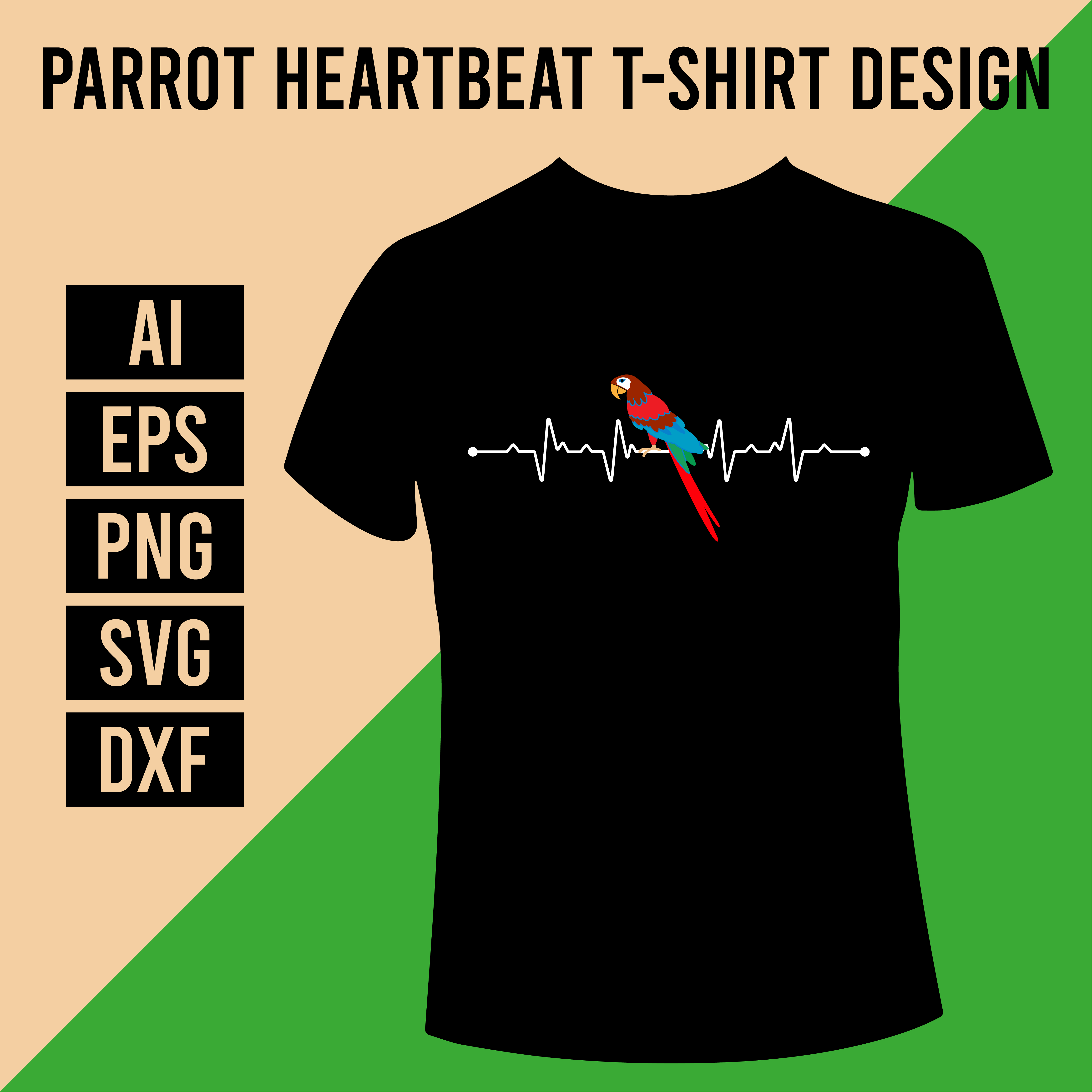 Parrot Heartbeat T-Shirt Design cover image.