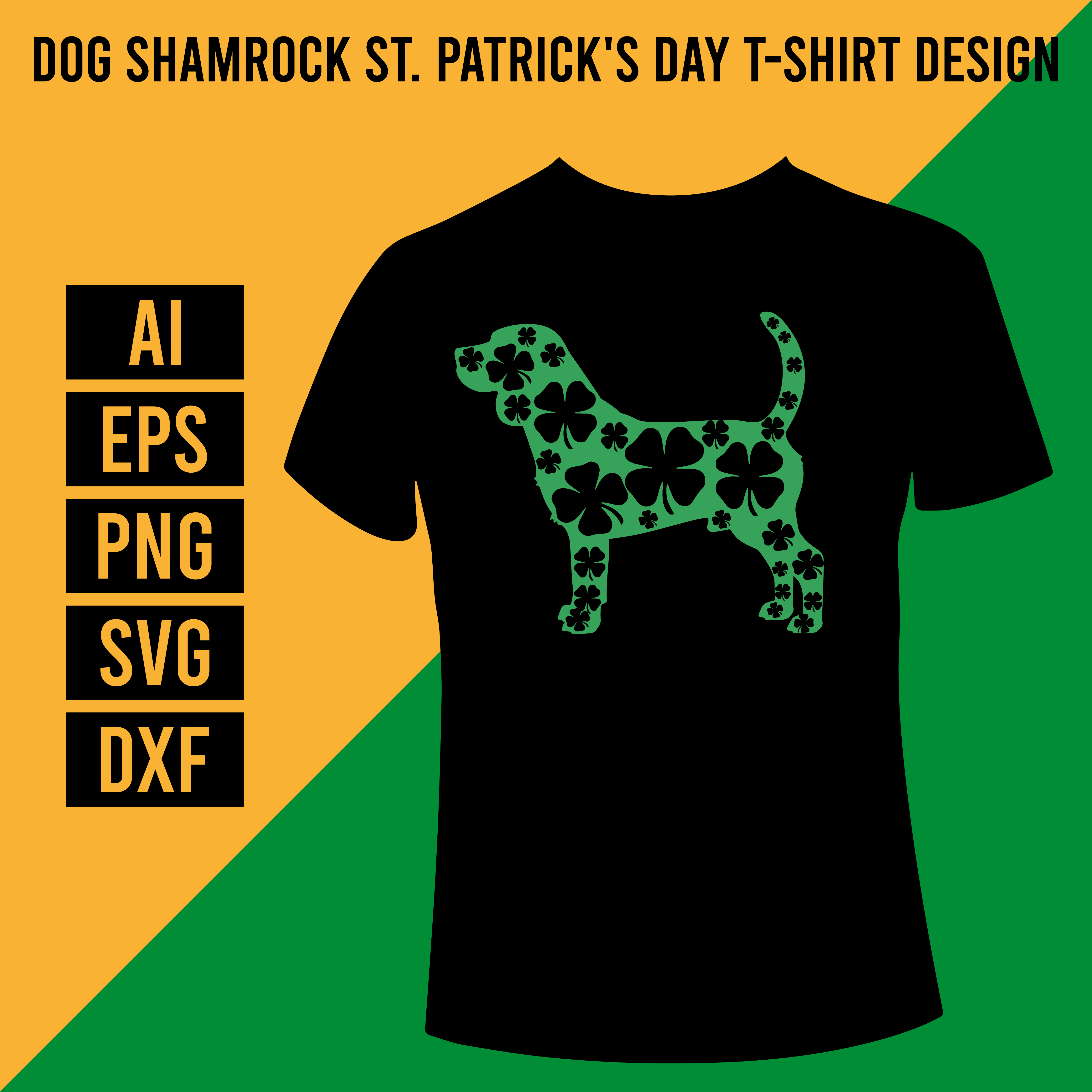 Dog Shamrock St Patrick's Day T-Shirt Design cover image.