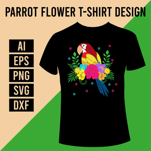 Parrot Flower T-Shirt Design cover image.
