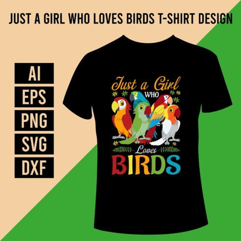 Just a Girl Who Loves Birds T-Shirt Design cover image.