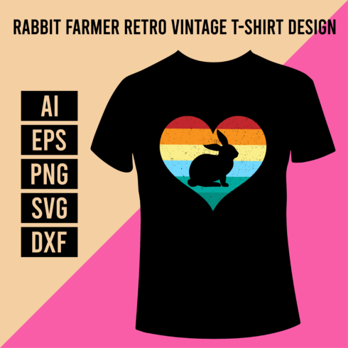 Rabbit Farmer Retro Vintage T-Shirt Design cover image.