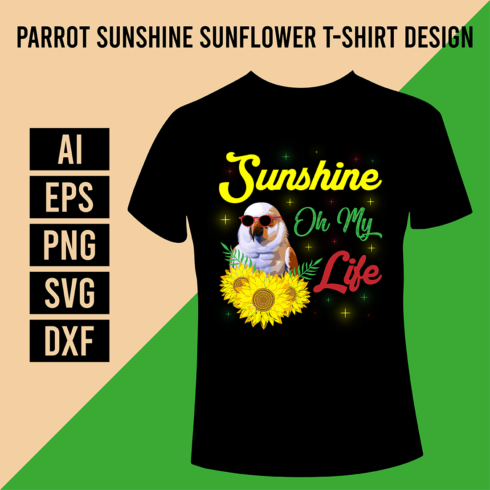 Parrot Sunshine Sunflower T-Shirt Design cover image.