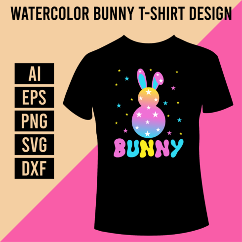 Watercolor Bunny T-Shirt Design cover image.