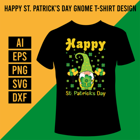 Happy St Patrick's Day Gnome T-Shirt Design cover image.