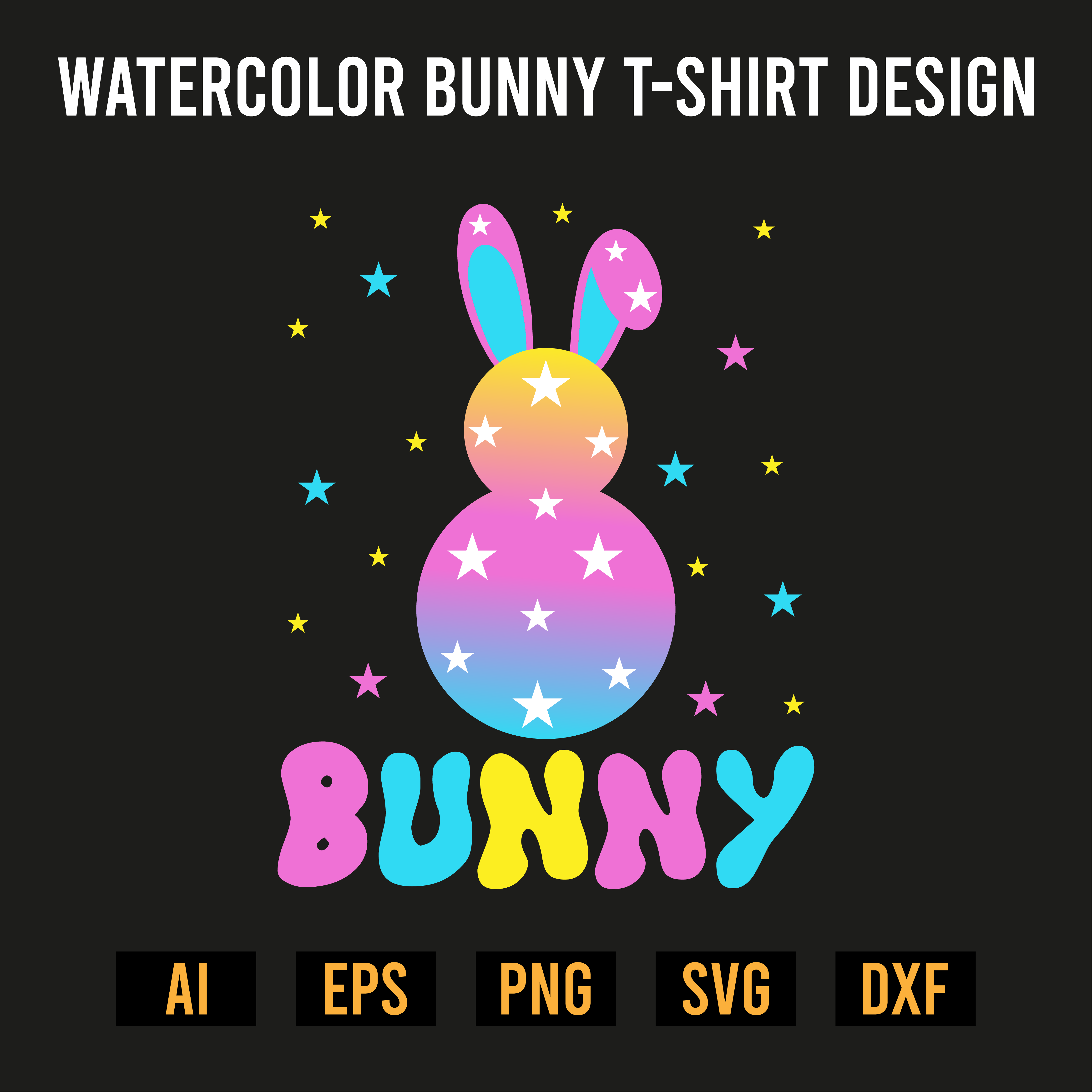 Watercolor Bunny T-Shirt Design preview image.