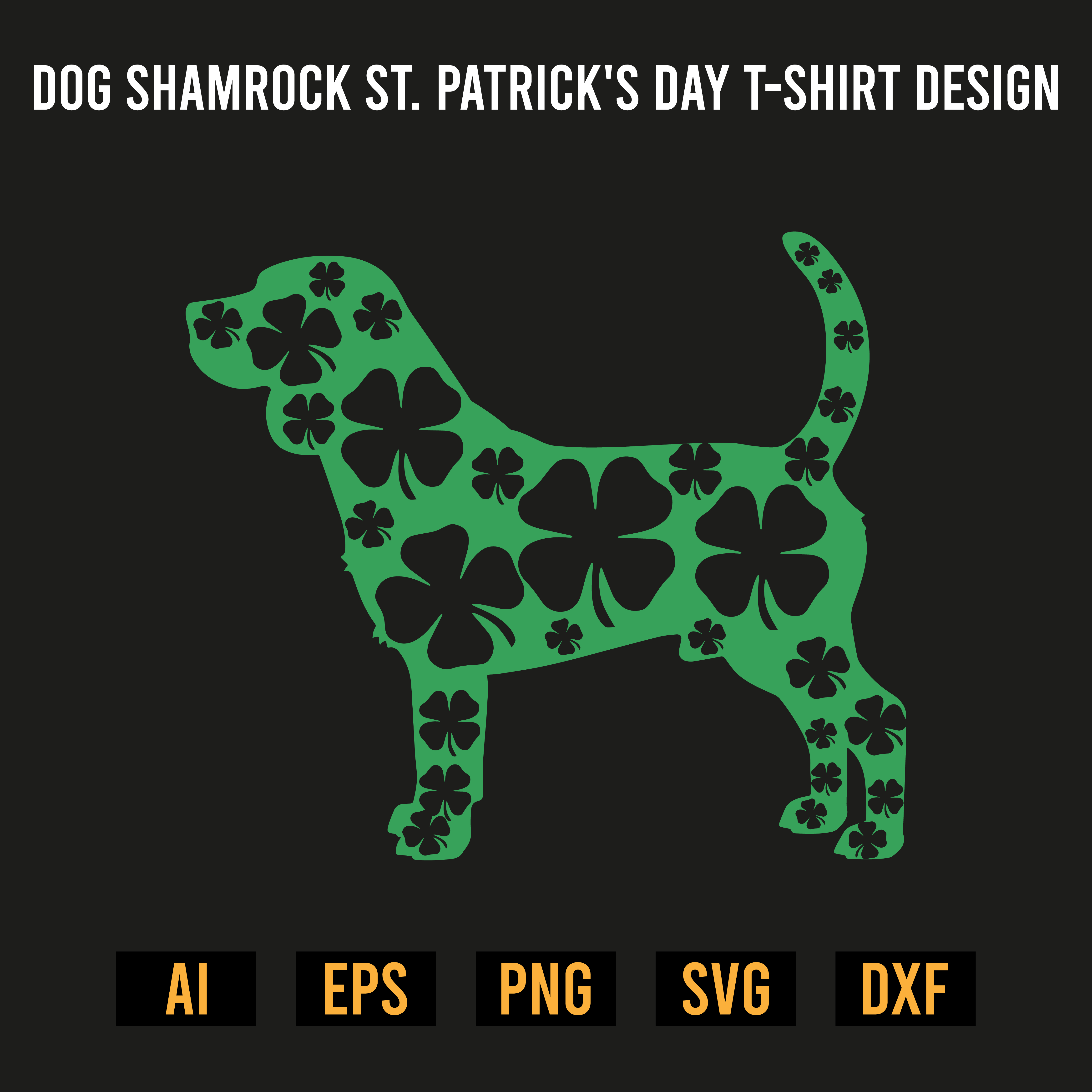 Dog Shamrock St Patrick's Day T-Shirt Design preview image.