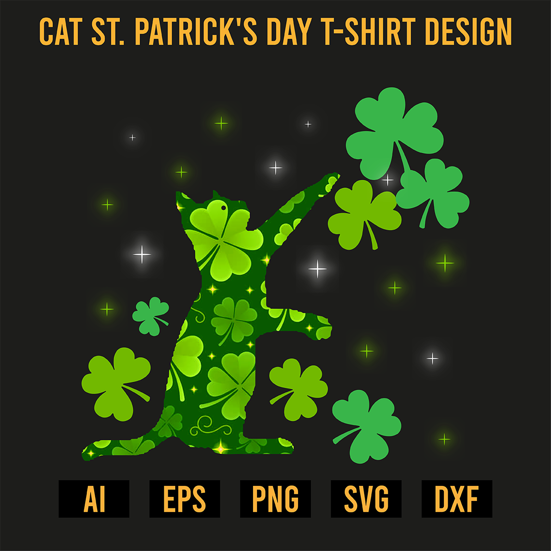Cat St Patrick's Day T-shirt Design preview image.