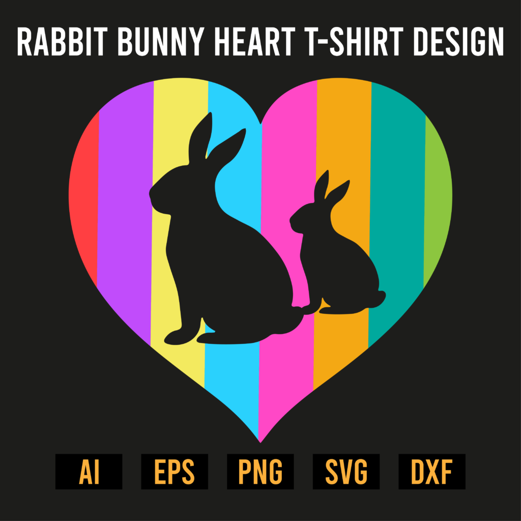 Template Rabbit Heart Rabbit Bunny Heart T-Shirt Design - MasterBundles