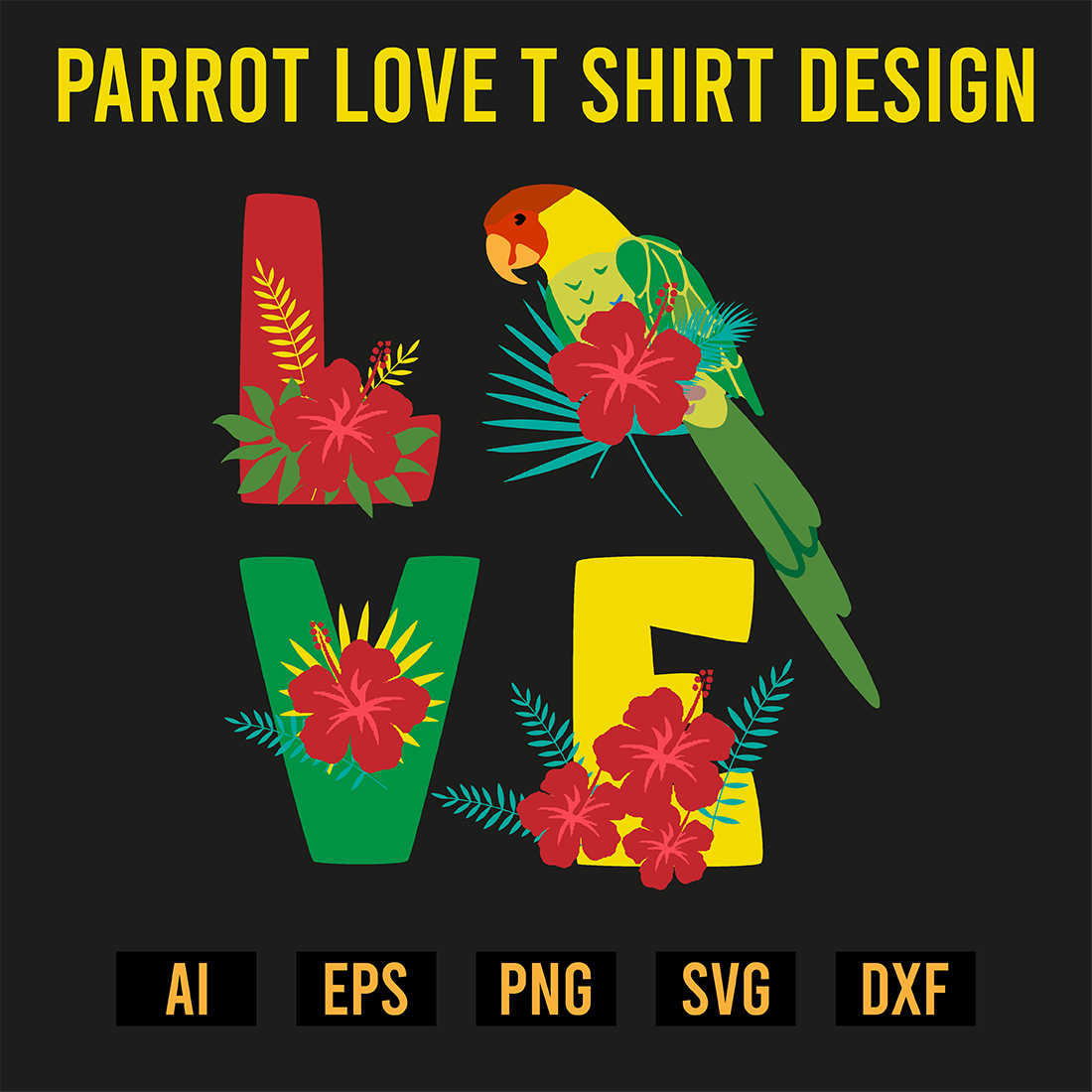 Macaw Love T Shirt Design preview image.
