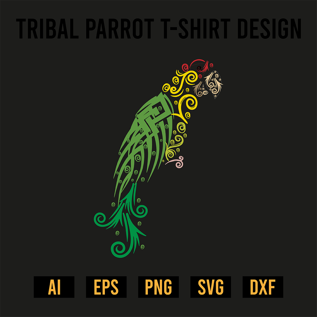Tribal Macaw T-Shirt Design preview image.