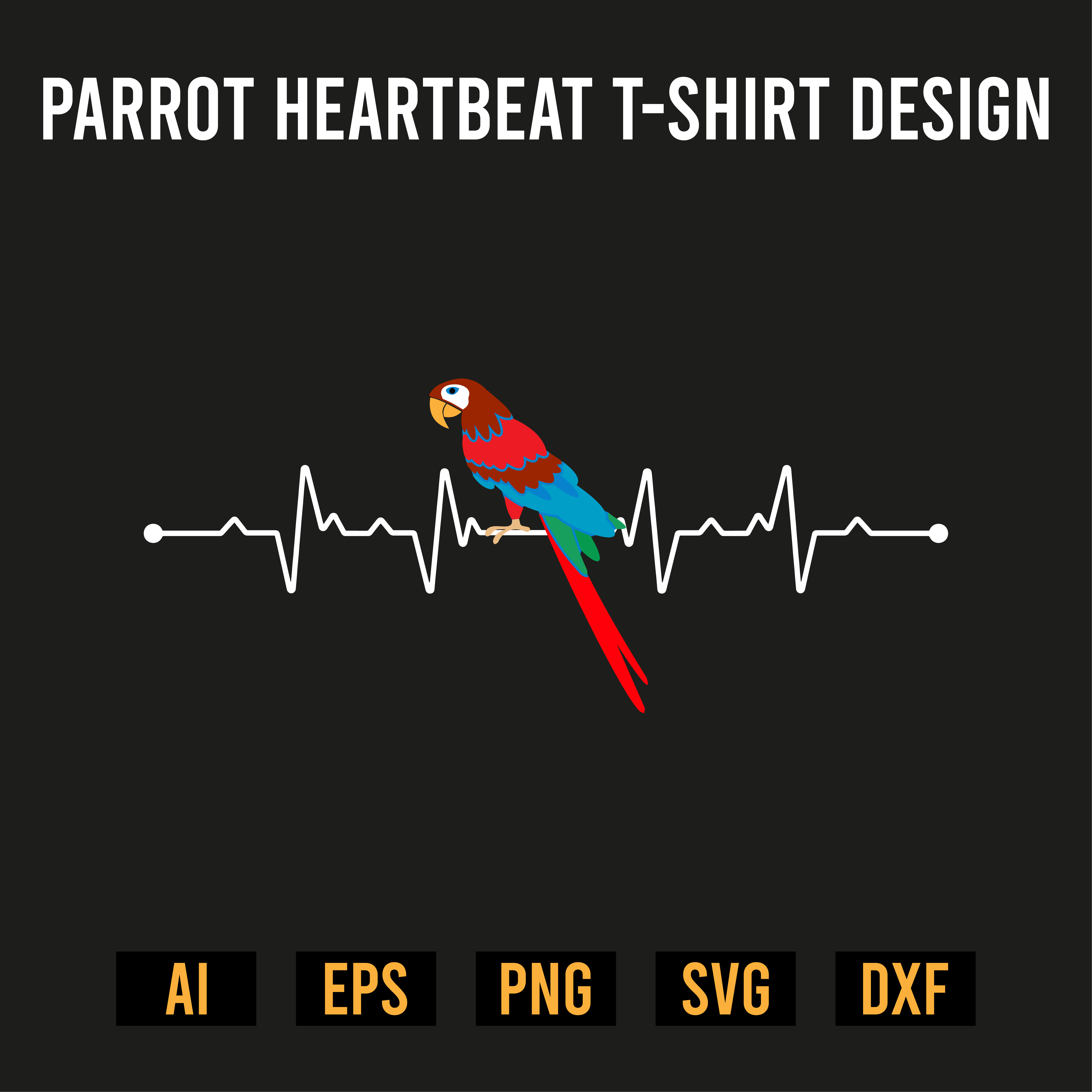 Parrot Heartbeat T-Shirt Design preview image.