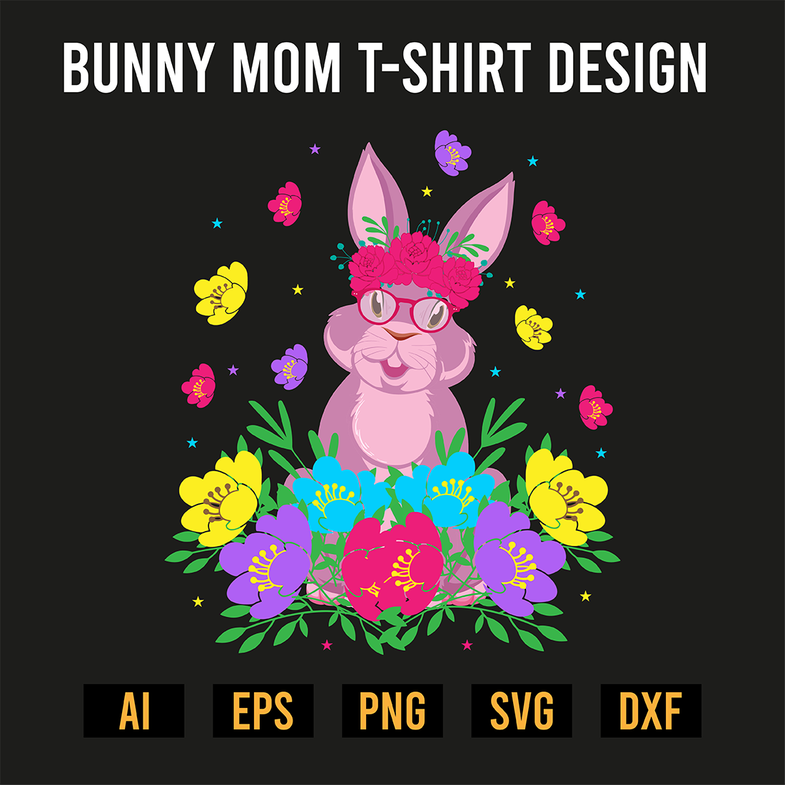 Bunny Mom T-Shirt Design preview image.