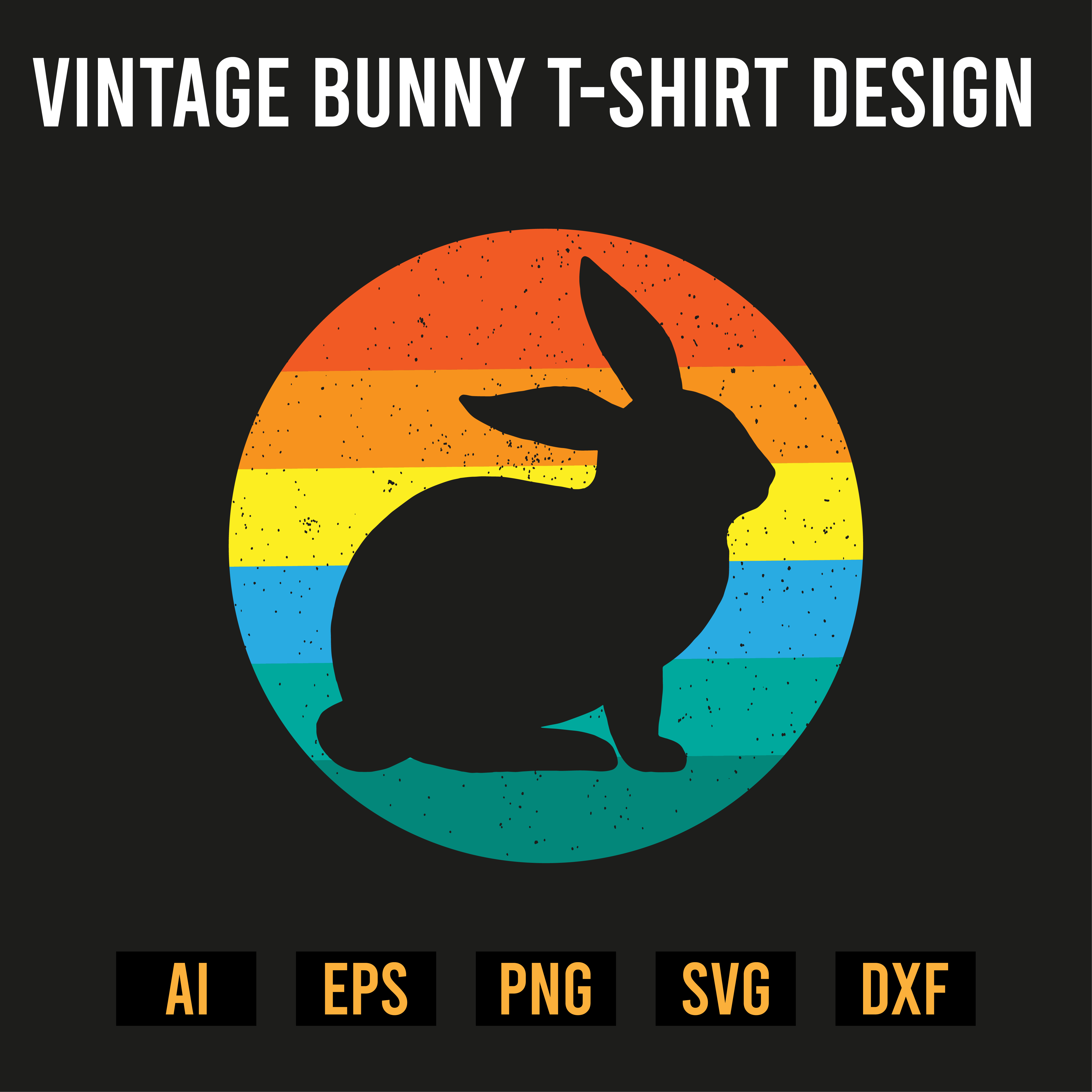 Vintage Bunny T-Shirt Design preview image.