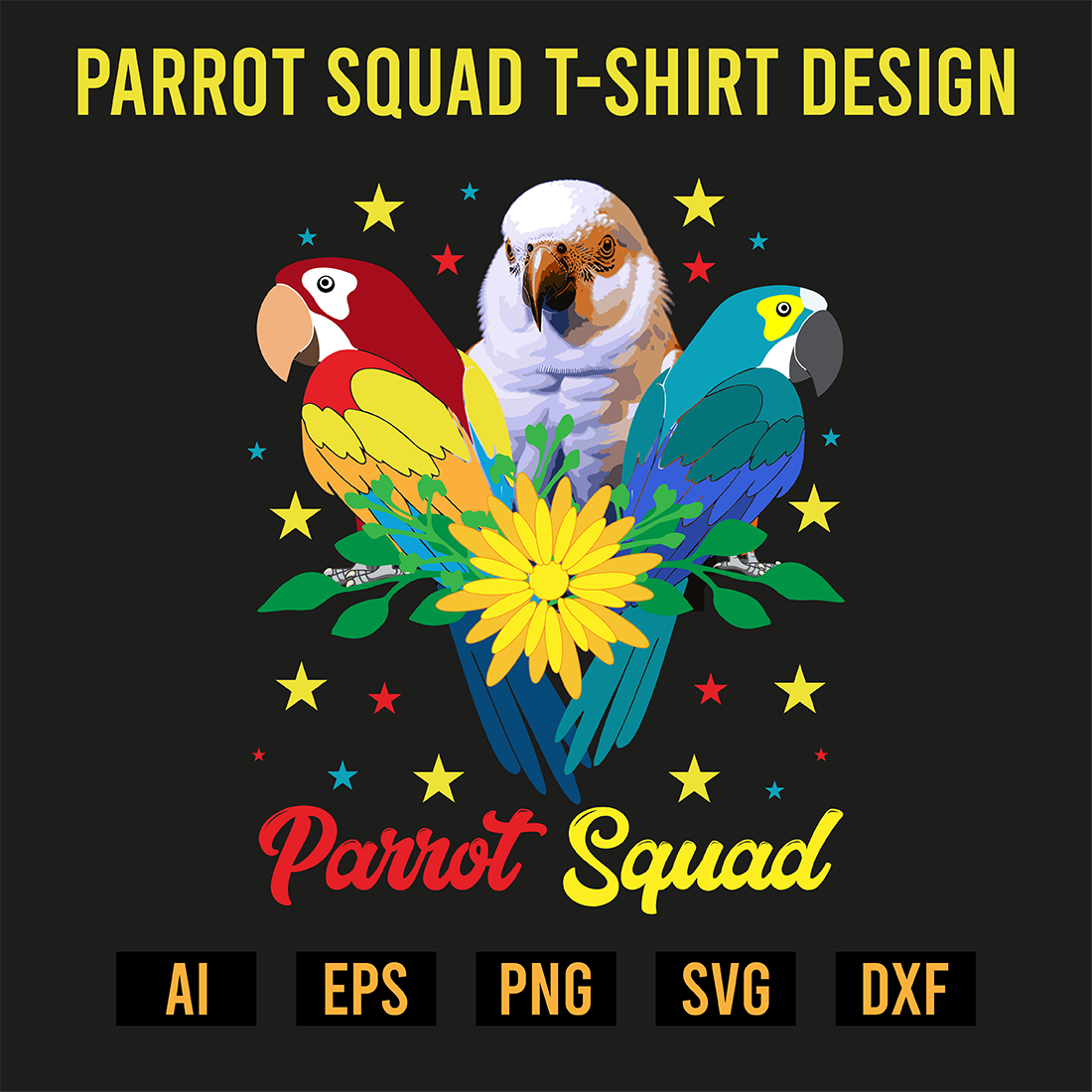 Parrot Squad T-Shirt Design preview image.