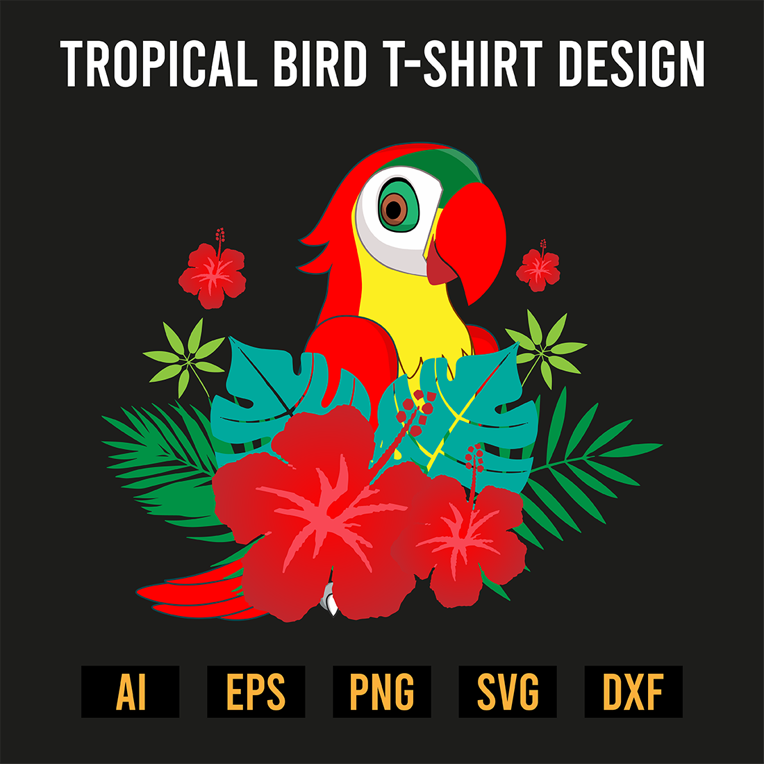 Tropical Bird T-shirt Design preview image.