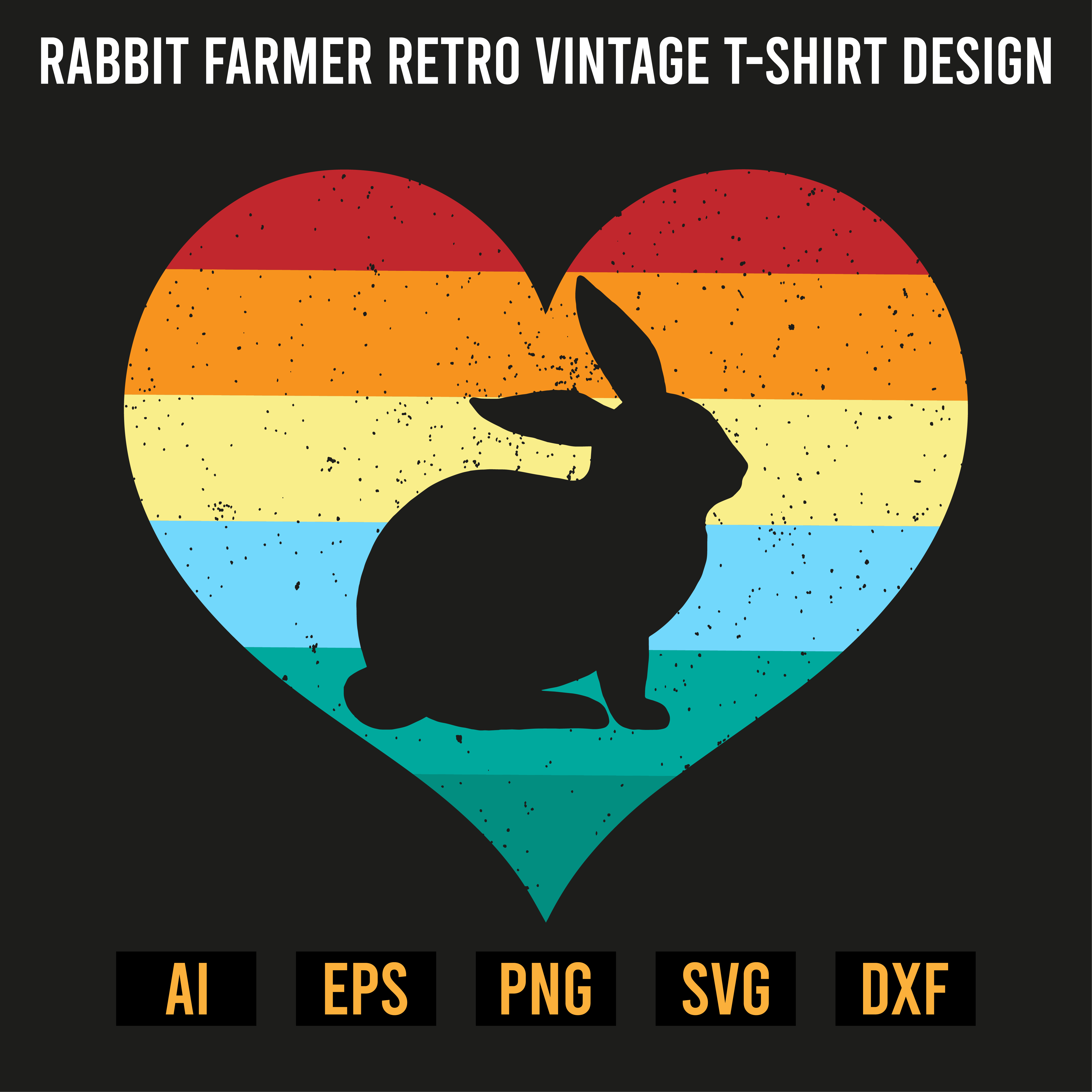 Rabbit Farmer Retro Vintage T-Shirt Design preview image.