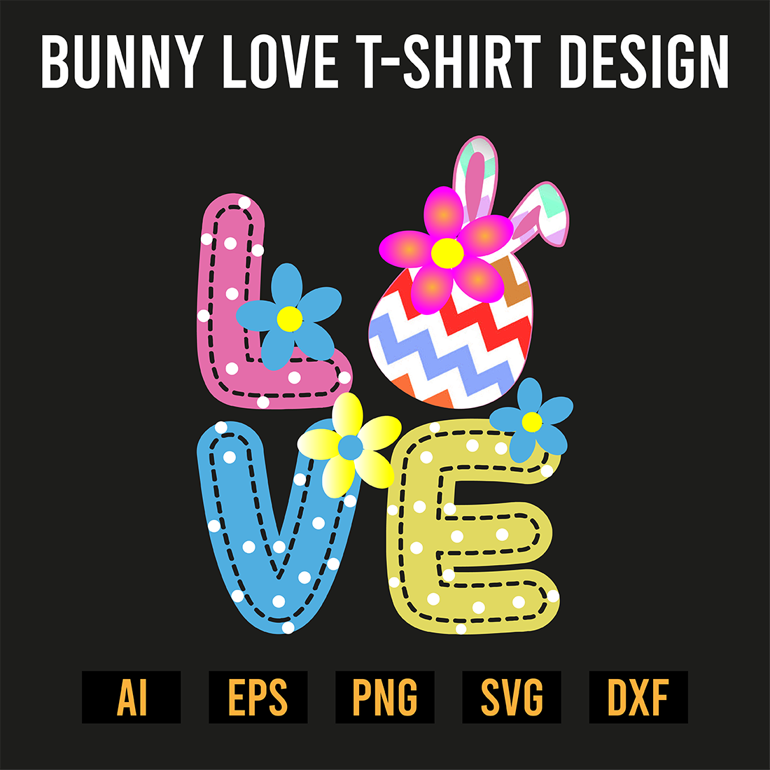 Bunny Love T-shirt Design preview image.