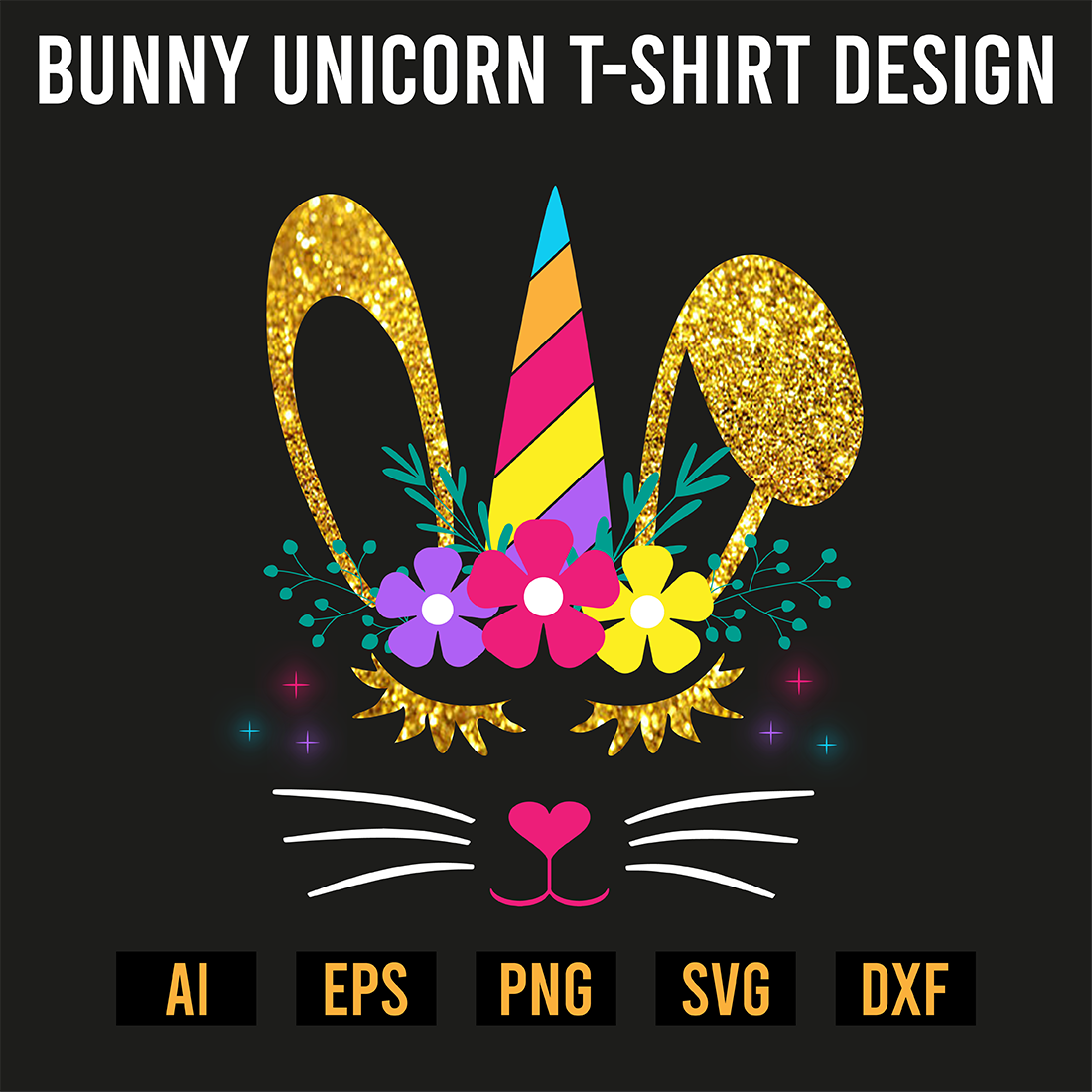 Bunny Unicorn T-Shirt Design preview image.
