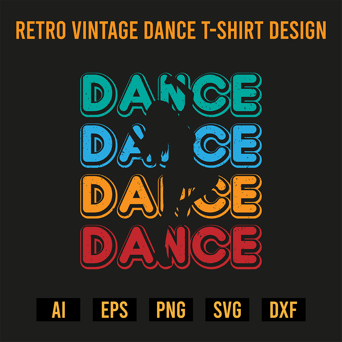 Retro Vintage Dance T-Shirt Design preview image.