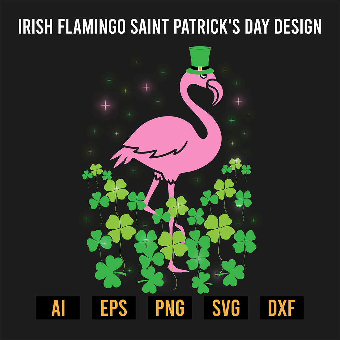Irish Flamingo Saint Patrick's Day Design preview image.