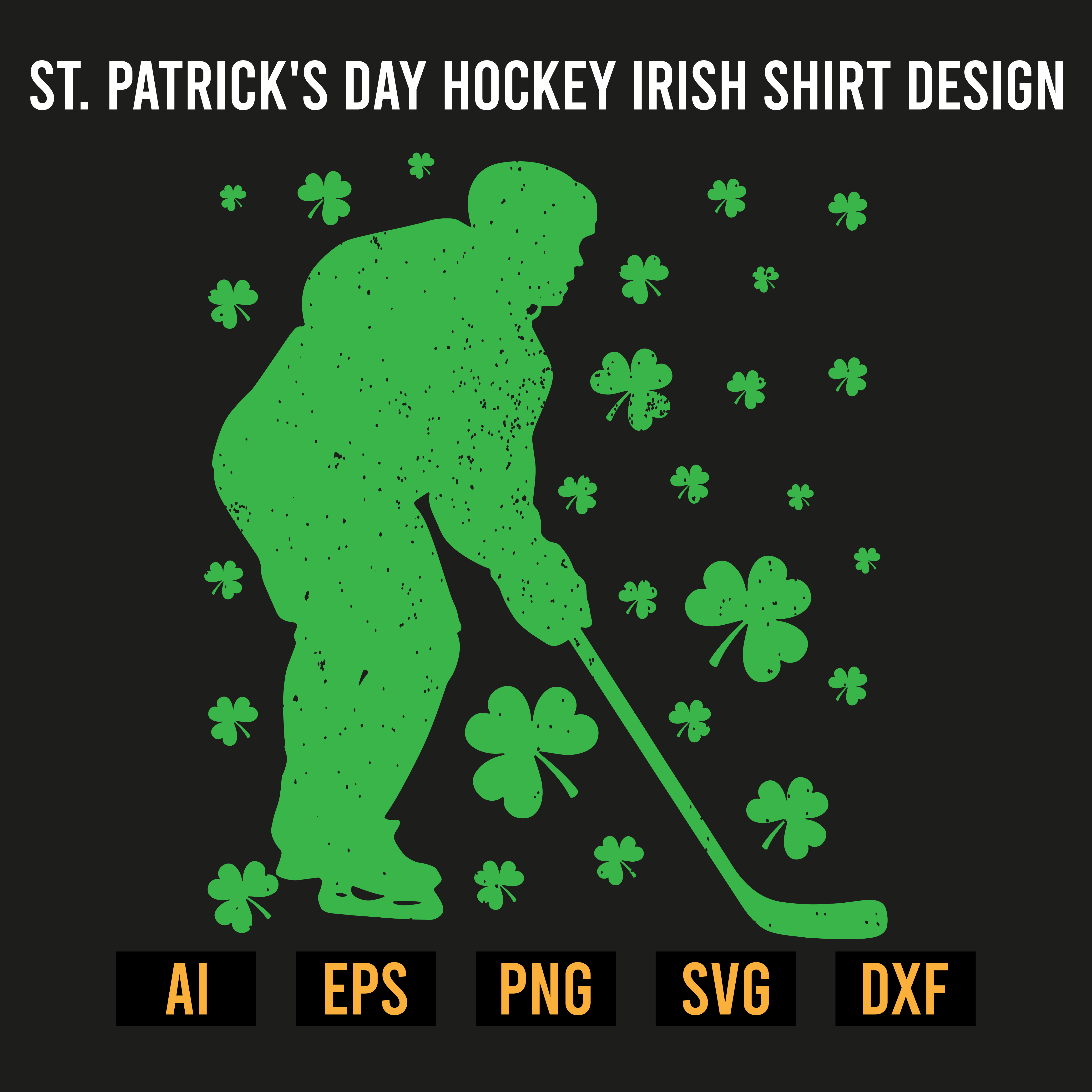 St Patrick's Day Hockey Irish Shirt Design preview image.