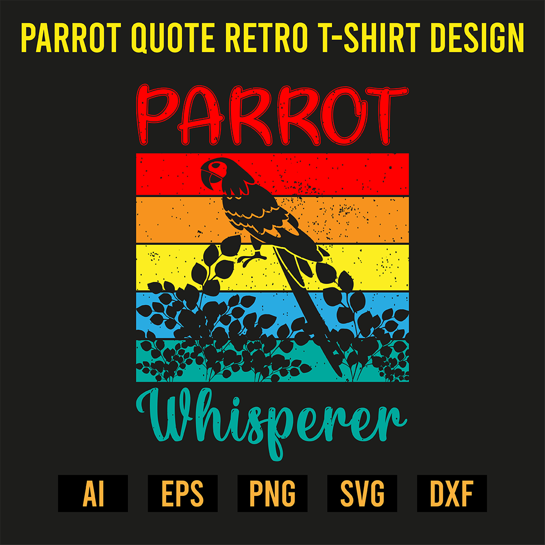 Parrot Quote Retro T-Shirt Design preview image.