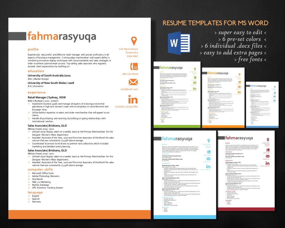 Modern 3 in 1 Word resume templates cover image.