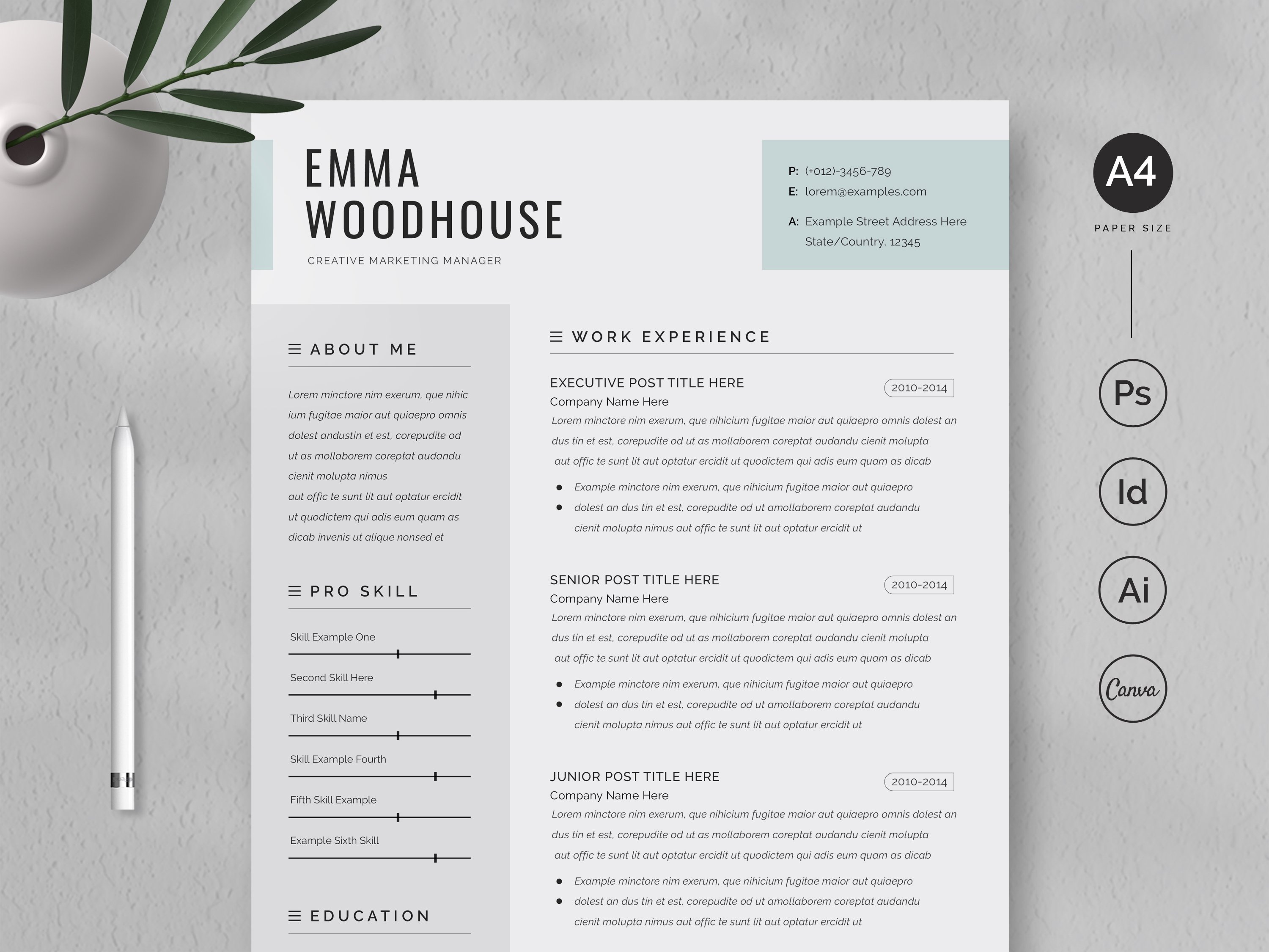 Resume Template / CV cover image.