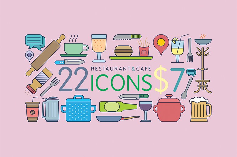 Restaurant & Cafe Icons cover image.