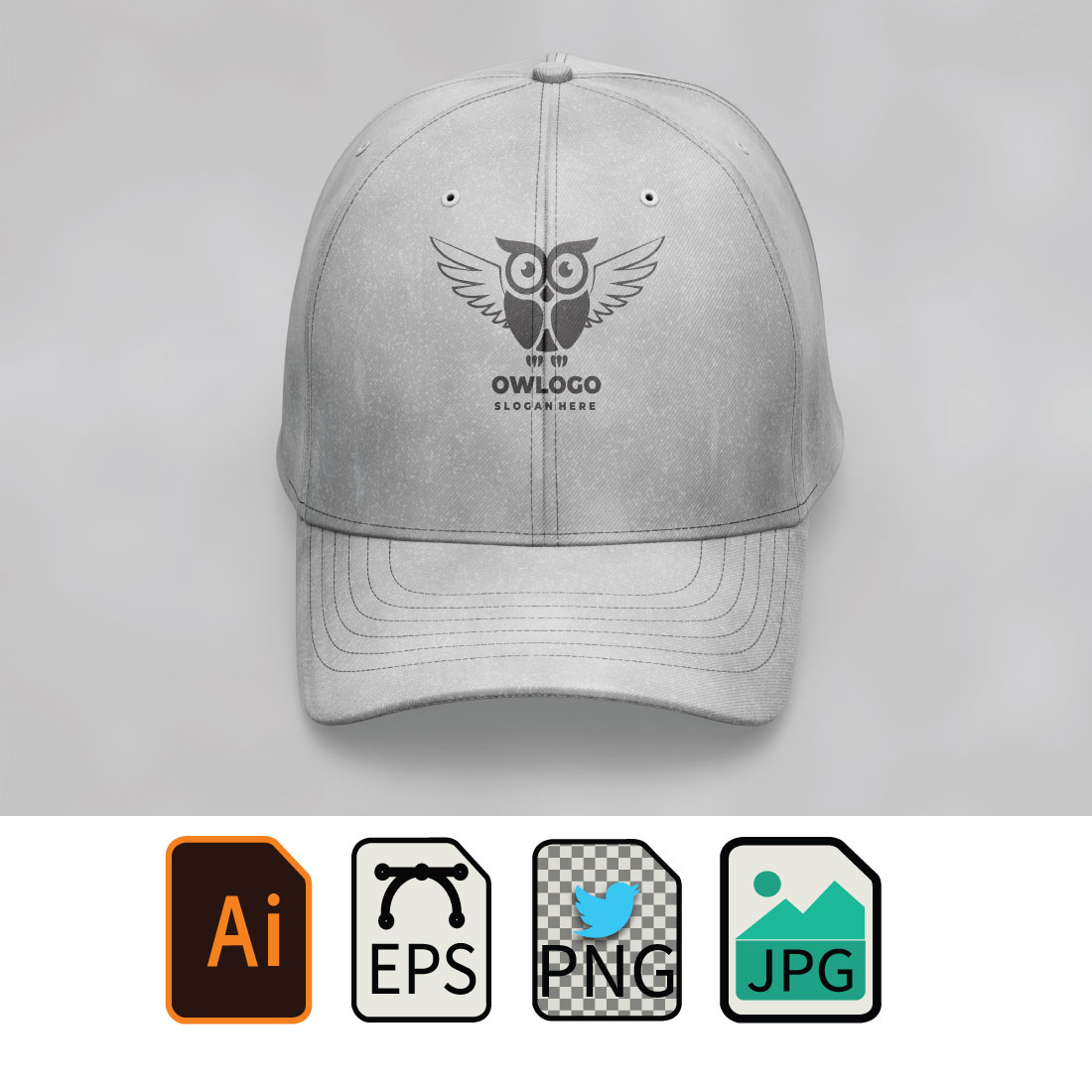 Baseball cap with a picture of an owl on it.