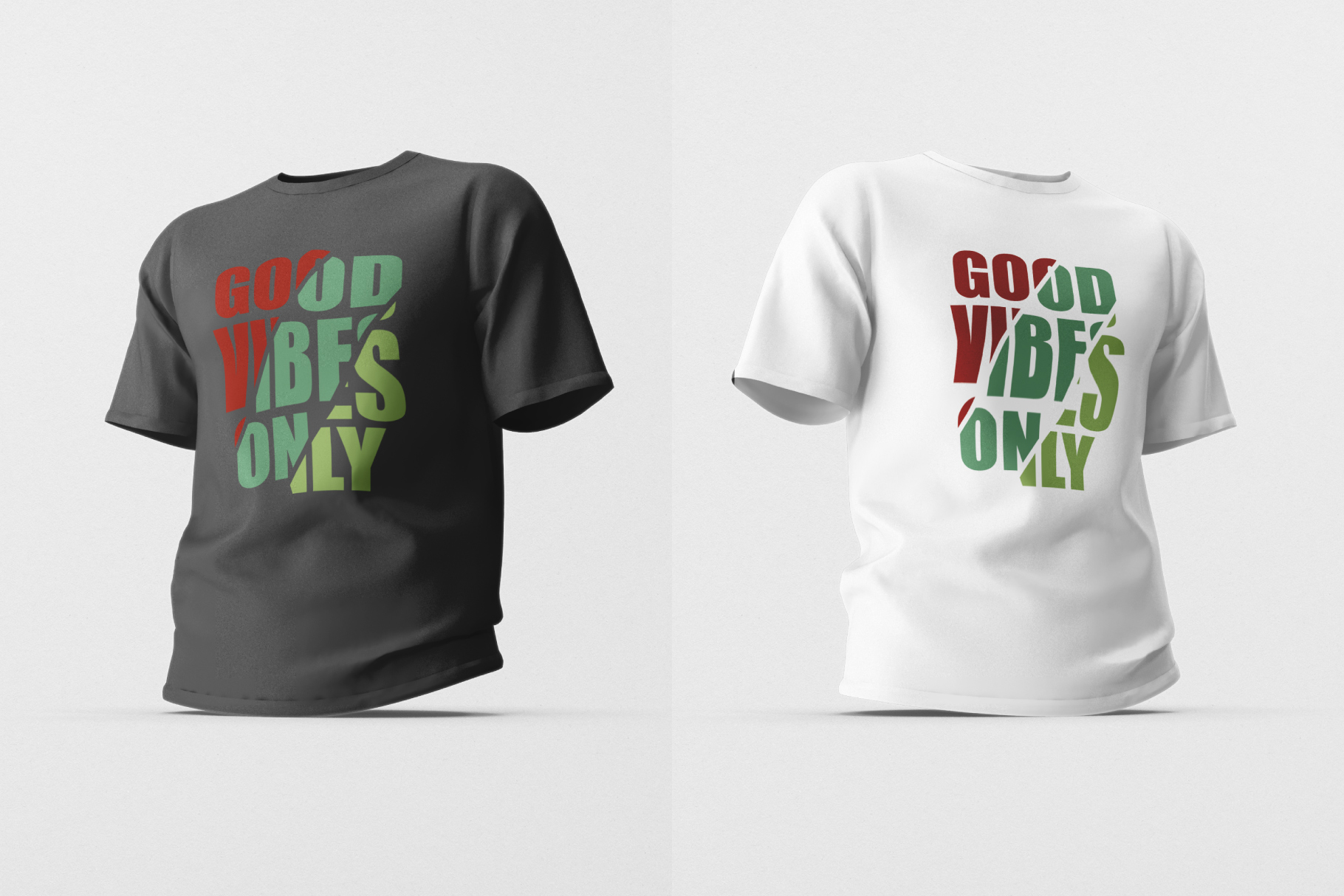 Two t - shirts that say good vibes only and good vibes only.