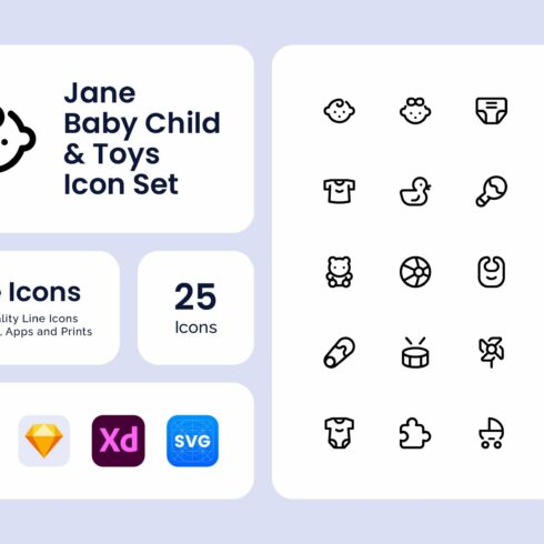Janne - Baby Children Toys Icon Set cover image.