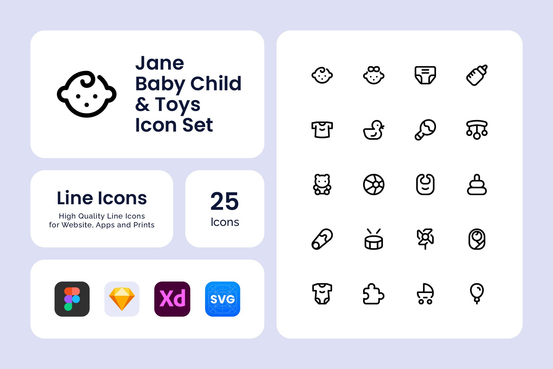 Janne - Baby Children Toys Icon Set cover image.