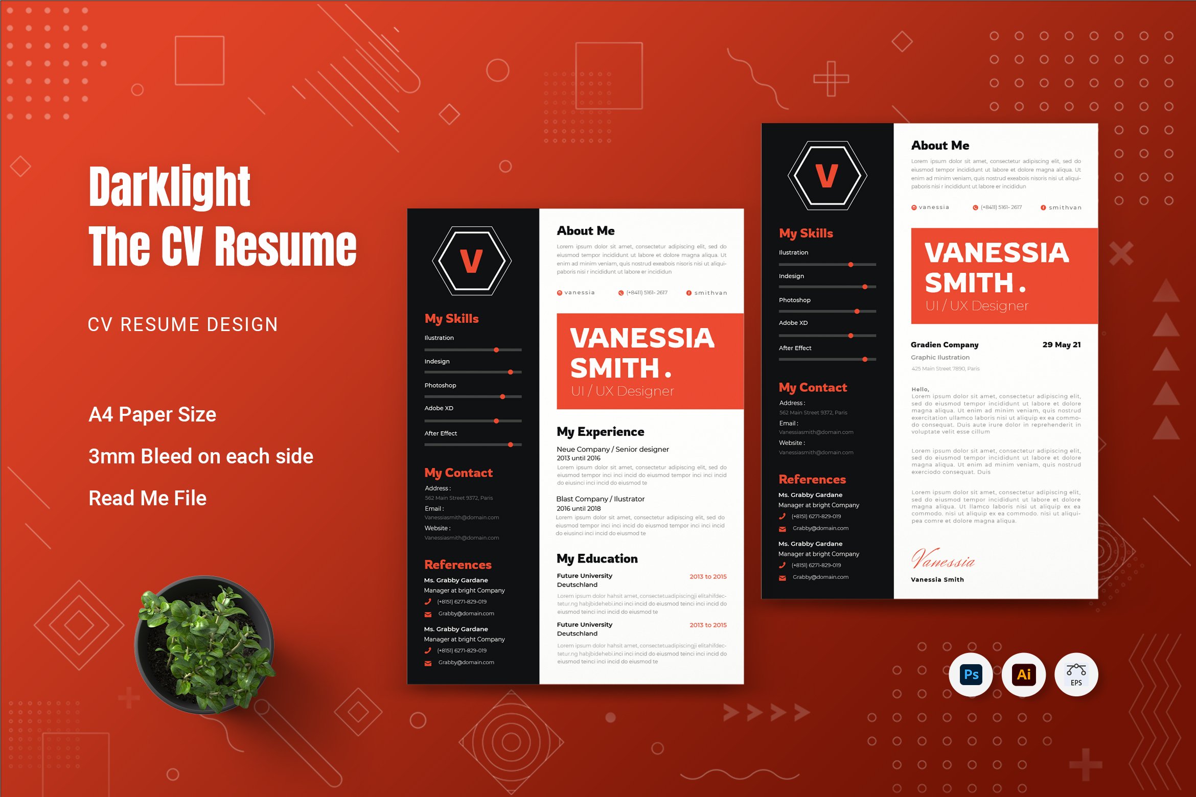 Darklight CV Resume cover image.