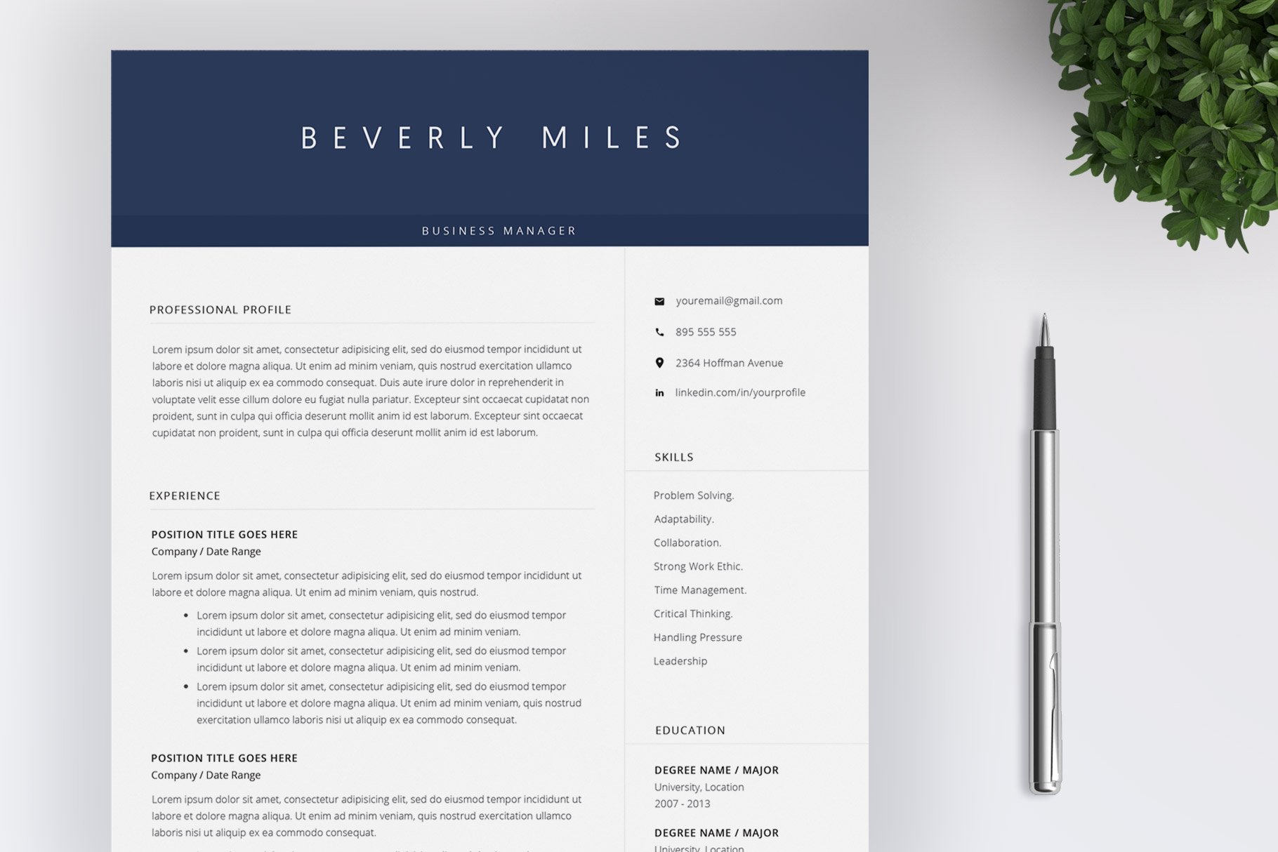 Modern Resume Template 4 Pages cover image.