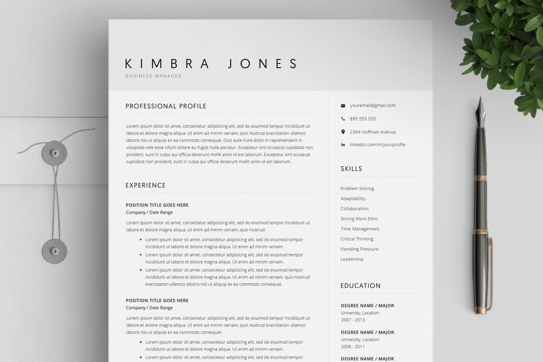 Resume Template / 4 Pages CV cover image.