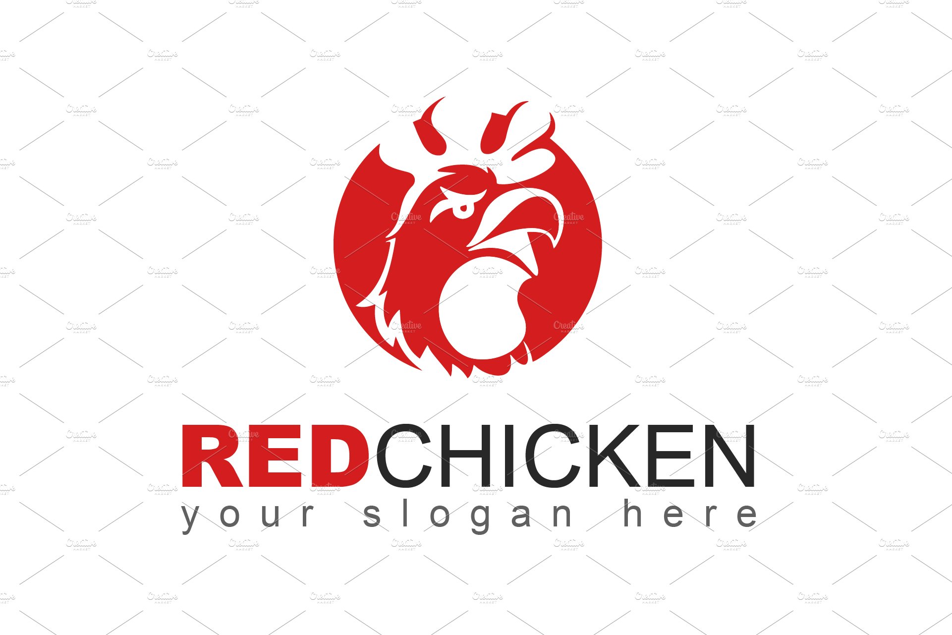 Red Chicken Logo Template preview image.