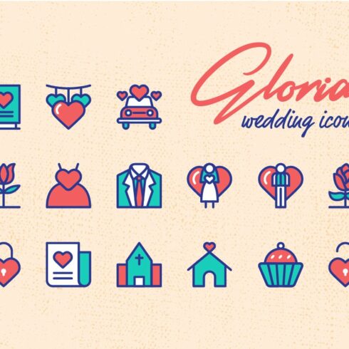 Gloria Wedding Icons cover image.